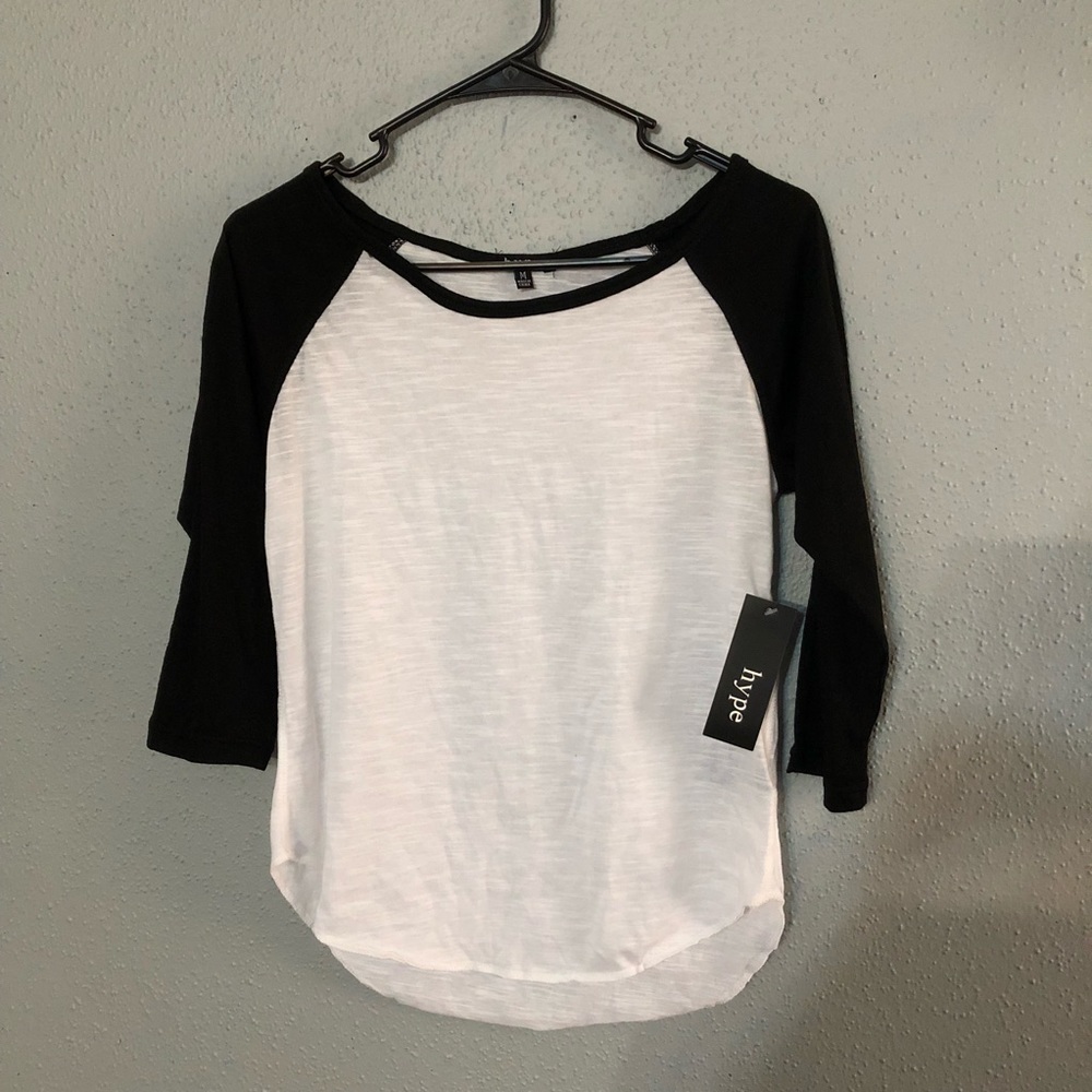 Black and white baseball tee
